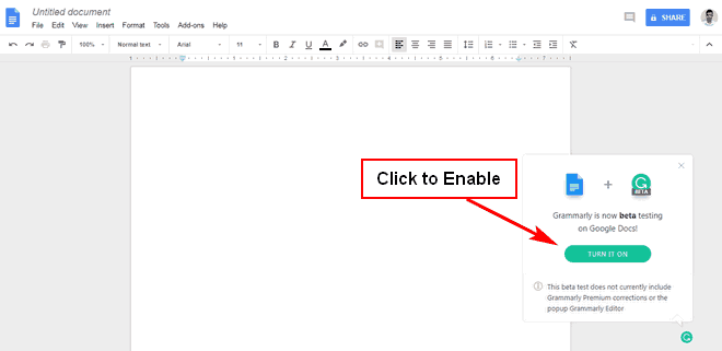 Grammarly in Google Docs